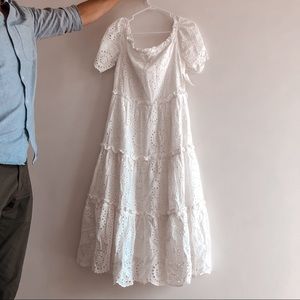 Red Dress boutique white eyelet midi dress Large